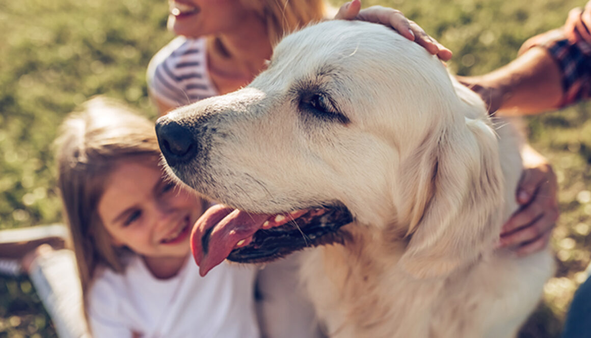 Happy family with dog